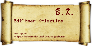 Böhmer Krisztina névjegykártya